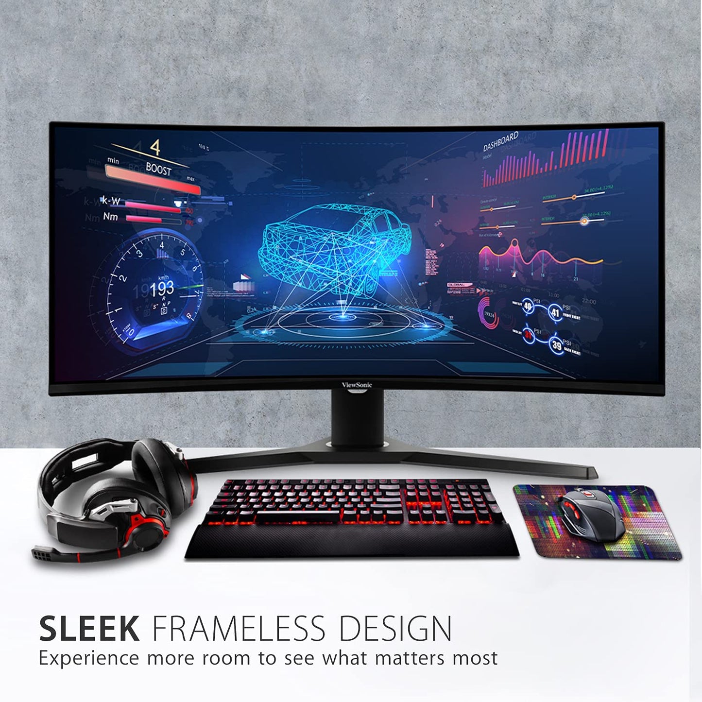 ViewSonic VX3418-2KPC 34 Inch 21:9 UltraWide WQHD 1440p 144Hz 1ms Curved Gaming Monitor with Adaptive-Sync Eye Care HDMI and Display Port 34-Inch 144Hz