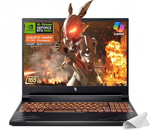 Acer Nitro V Gaming Laptop - 16 WUXGA 165Hz Display, AMD Ryzen 7 8845HS Octa-Core AI Capable Processor, NVIDIA GeForce RTX 4060, Mux Switch, Copilot in Windows, w/Mouse Pad (16GB RAM |1TB PCIe SSD) Ryzen 7-16GB RAM |1TB PCIe SSD