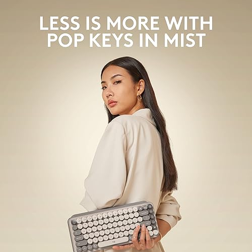 Logitech POP Keys Mechanical Wireless Keyboard with Customizable Emoji Keys, Durable Compact Design, Bluetooth or USB Connectivity, Multi-Device, OS Compatible - Mist Mist POP Keys