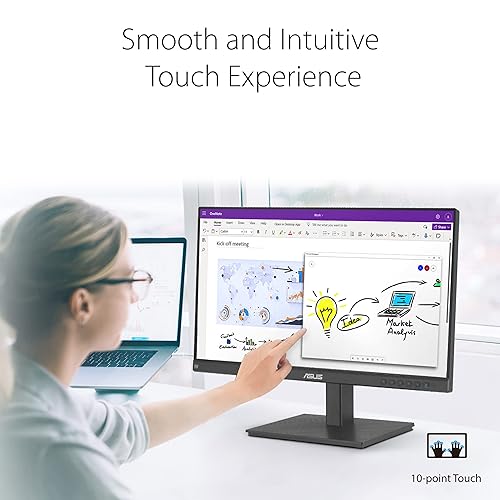 ASUS 24 1080P Multi-Touch Monitor (BE24ECSBT) - Full HD, IPS, 10-Point Touch, IPS, Eye Care, USB-C with Power Delivery, HDMI, DisplayPort Daisy Chain, Height Adjustable, VESA Wall Mountable