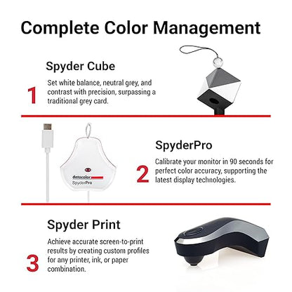 Datacolor Spyder Print Studio Kit, 2024 Version - SpyderPro Monitor Calibration Tool, Spyder Print and Spyder Cube - Colour Management Toolkit for Photographers