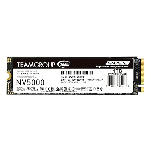 TEAMGROUP NV5000 1TB SLC Cache NVMe PCIe Gen4x4 M.2 2280 Laptop, Desktop SSD Read/Write Speed up to 4500 / 1900MB/s TM8FGM001T0C101