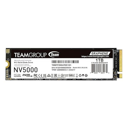 TEAMGROUP NV5000 1TB SLC Cache NVMe PCIe Gen4x4 M.2 2280 Laptop, Desktop SSD Read/Write Speed up to 4500 / 1900MB/s TM8FGM001T0C101