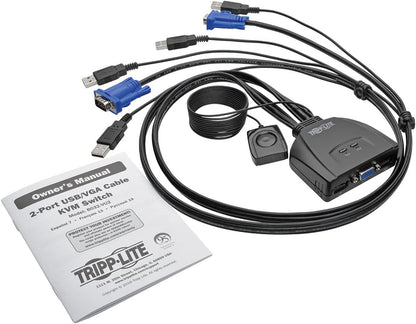 Tripp Lite 2-Port USB VGA Cable KVM Switch with Cables &amp; USB Peripheral Sharing, 2048 x 1536 (B032-VU2) 2-Port USB/VGA
