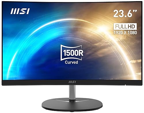 MSI Pro MP241CA, 24, 1920 x 1080 (FHD), Curved VA, 75Hz, TUV Certified Eyesight Protection, 4ms, Displayport, HDMI, Tilt, Black