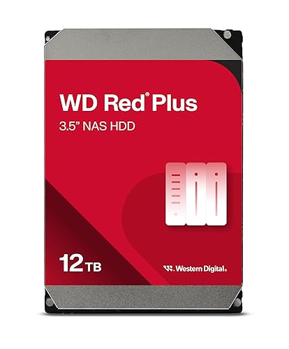 Western Digital 12TB WD Red Plus NAS Internal Hard Drive HDD - 7200 RPM, SATA 6 GB/s, CMR, 512 MB Cache, 3.5" - WD120EFGX