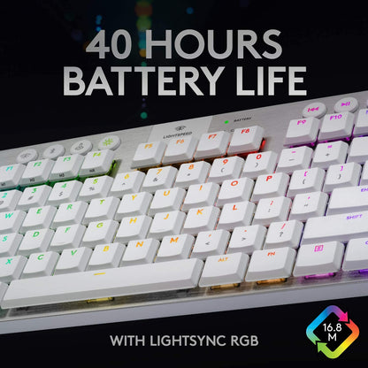 Logitech G915 TKL White Tactile Tenkeyless LIGHTSPEED Wireless RGB Mechanical Gaming Keyboard, Low Profile Switch Options, LIGHTSYNC RGB, Advanced Wireless and Bluetooth Support TKL G915 TKL Tactile White Wireless
