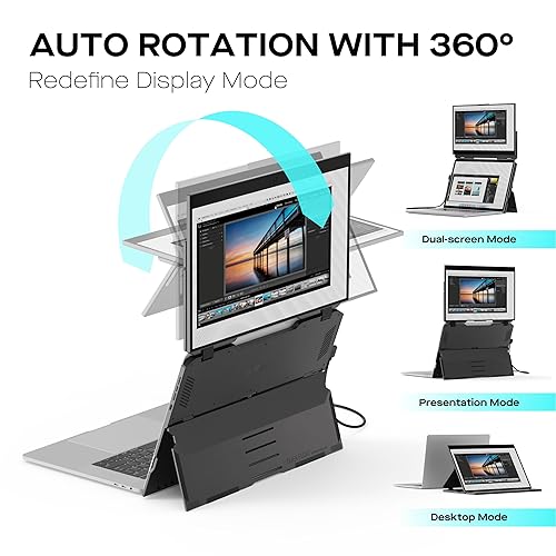 Portable Monitor - Mobile Pixels 15.6" Duex Float Portable Stacked Monitor, FHD IPS Touchscreen (Built-in Kickstand), USB C/HDMI Laptop Screen Extender, Compatible with Windows/MacOS/ChromeOS/Switch