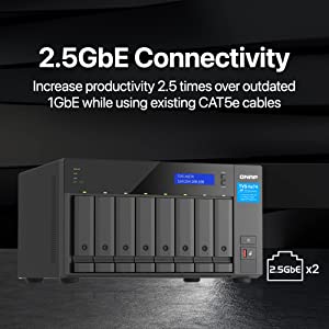 QNAP TVS-h874-i7-32G-US 8 Bay High-Speed Desktop NAS with M.2 PCIe Slots, 12th Gen Intel Core CPU, up to 64GB DDR4 RAM, 2.5 GbE Networking and PCIe Gen 4 expandability (Diskless) Intel core i7 8 Bay TVS-x74