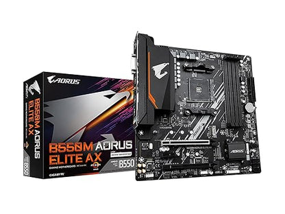 GIGABYTE B550M AORUS Elite AX (AM4/ AMD/ B550/ Micro ATX/Single M.2/ SATA 6Gb/s/USB 3.2 Gen 1/ Realtek GbE LAN/PCIe 4.0/ Motherboard)