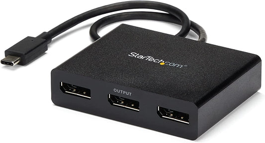 StarTech.com 3 Port Multi Monitor Adapter USB-C to 3x DisplayPort 1.2 Video Splitter USB Type-C to DP MST Hub - Dual 4K 30Hz or Triple 1080p - Thunderbolt 3 Compatible - Windows Only (MSTCDP123DP) 3x DisplayPort Single