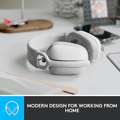 Logitech Zone Vibe 100 Lightweight Wireless Over Ear Headphones with Noise Canceling Microphone, Advanced Multipoint Bluetooth Headset, Works with Teams, Google Meet, Zoom, Mac/PC - Off White Bluetooth Off-White