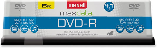 Maxell 638006 DVD-R 4.7 Gb Spindle with 2 Hour Recording Time and Superior Recording Layer Technology with 100 Year Archival Life