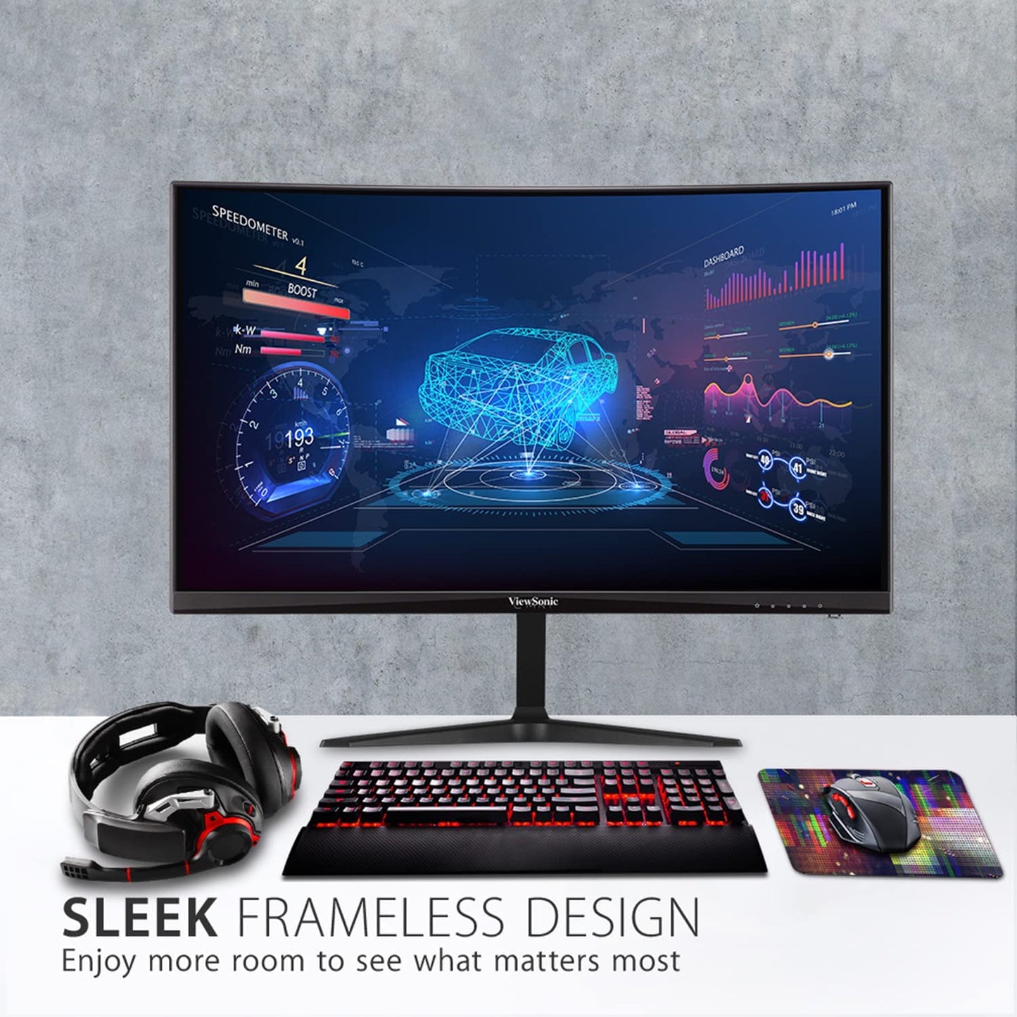 ViewSonic Omni VX2418C 24 Inch 1080p 1ms 165Hz Curved Gaming Monitor with AMD FreeSync Premium, Eye Care, HDMI and DisplayPort 24-Inch