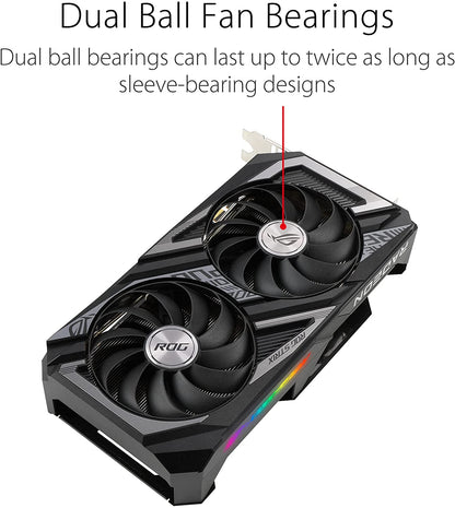 ASUS ROG Strix AMD Radeon RX 6600 XT OC Edition Gaming Graphics Card (AMD RDNA 2, PCIe 4.0, 8GB GDDR6, HDMI 2.1, DisplayPort 1.4a, Axial-tech Fan Design, Super Alloy Power II, GPU Tweak II)