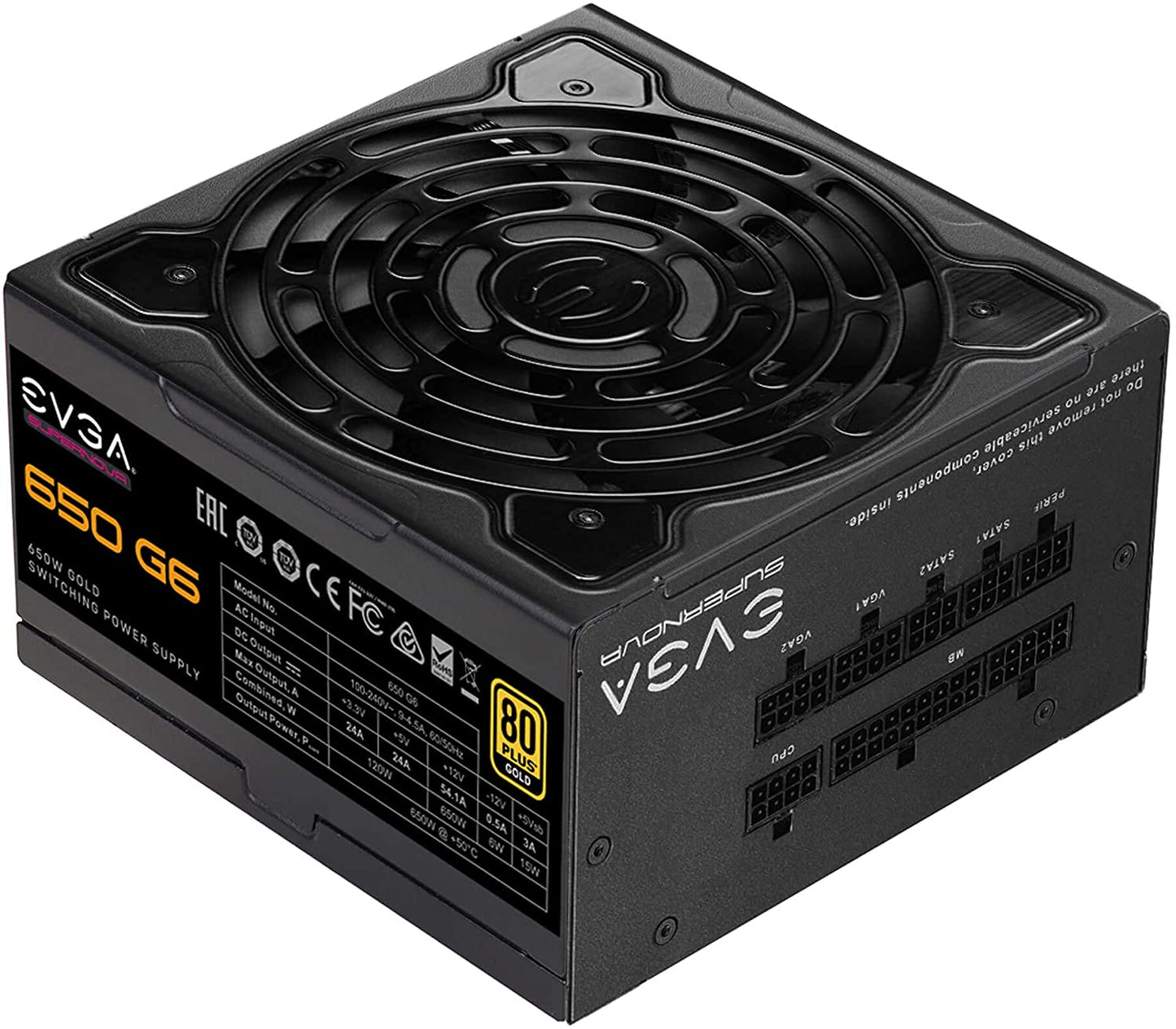EVGA Supernova 650 G6, 80 Plus Gold 650W, Fully Modular, Eco Mode with FDB Fan, 10 Year Warranty, Includes Power ON Self Tester, Compact 140mm Size, Power Supply 220-G6-0650-X1 650W G6