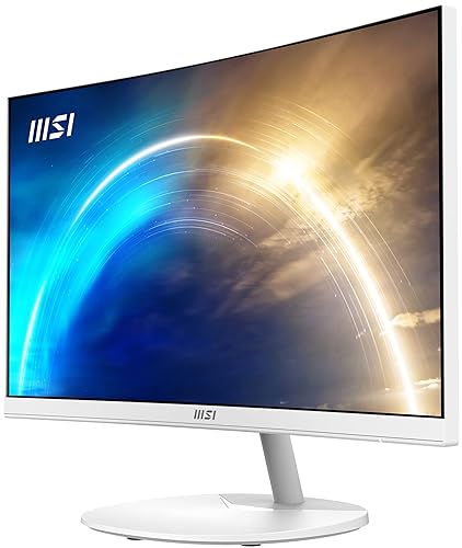 MSI Pro MP241CAW, 24, 1920 x 1080 (FHD), Curved VA, 75Hz, TUV Certified Eyesight Protection, 4ms, Displayport, HDMI, Tilt,White