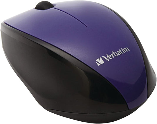 Verbatim Wireless Multi-Trac Mouse 2.4GHz with Nano Receiver - Ergonomic, Blue LED, Portable Mouse for Mac and Windows - Purple