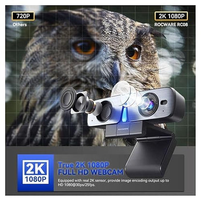 ROCWARE RC08 Webcam - 30 fps - USB 2.0 Type C