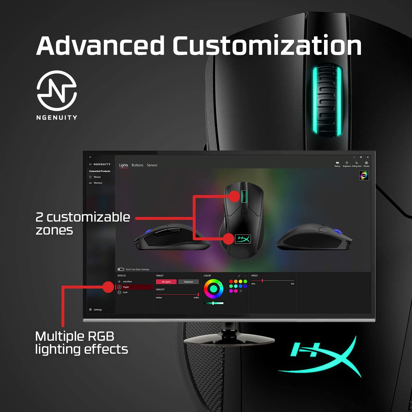 HyperX Pulsefire Dart - Wireless RGB Gaming Mouse, Software-Controlled Customization, 6 Programmable Buttons, Qi-Charging Battery up to 50 hours - PC, PS4, Xbox One Compatible Black Wireless Pulsefire Dart Mouse