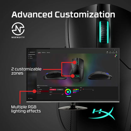HyperX Pulsefire Dart - Wireless RGB Gaming Mouse, Software-Controlled Customization, 6 Programmable Buttons, Qi-Charging Battery up to 50 hours - PC, PS4, Xbox One Compatible Black Wireless Pulsefire Dart Mouse