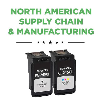 Remanufactured High Yield Ink Cartridges Replacement for Canon 8278B005AA (PG-245XL/CL-246XL) | Black & Color 2 Pack XL