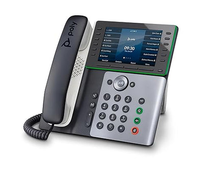 Poly Edge E500 IP Phone - Corded - Corded - 3 Multiple Conferencing - Desktop, Wall Mountable - White, Midnight Blue - TAA Compliant - VoIP - 5" LCD - 2 x Network (RJ-45) - PoE Ports