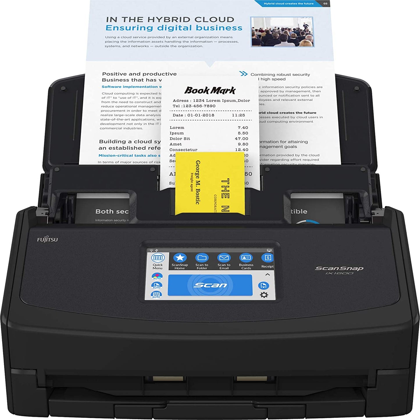 Fujitsu ScanSnap iX1600 Wireless or USB High-Speed Cloud Enabled Document, Photo &amp; Receipt Scanner with Large Touchscreen and Auto Document Feeder for Mac or PC, Black ScanSnap iX1600 Black