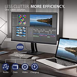 ViewSonic VP2768a ColorPro 27 Inch 1440p IPS Monitor with 100% sRGB, Rec 709, USB C (90W), RJ45, Color Blindness Mode, Hardware Calibration for Photo and Graphic Design Black 27-Inch USB C