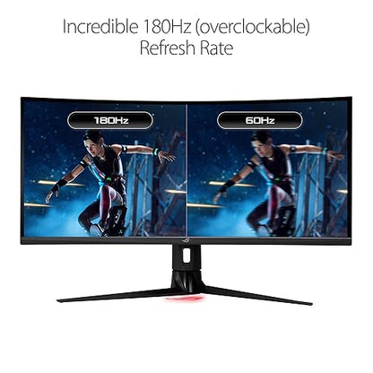 ASUS ROG Strix 34” Ultra-Wide Gaming Monitor (XG349C) - UWQHD (3440 x 1440), 180Hz, 1ms, Extreme Low Motion Blur Sync, 135% sRGB, G-Sync Compatible, DisplayHDR 400, Eye Care, USB-C, DisplayPort, HDMI