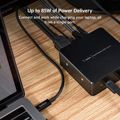 Belkin USB C Docking Station, USB-C Hub with Dual Display HDMI, USB A, USB C, Gigabit Ethernet, 3.5mm Audio, 85W PD Power Delivery for MacBook, Pro, Air, XPS, ChromeBook and Other USB C Enabled Laptop Dual Display Docking Station