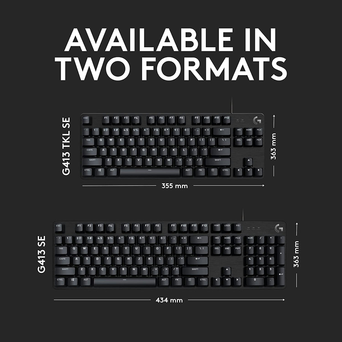 Logitech G413 TKL SE Mechanical Gaming Keyboard - Compact Backlit Keyboard with Tactile Mechanical Switches, Anti-Ghosting, Compatible with Windows, macOS - Black Aluminum G413 TKL SE Keyboard Only