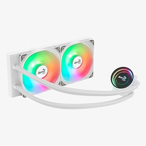 AeroCool Oasis L240 ARGB AIO Liquid CPU Cooler, TDP 280W, 240mm Radiator, Mirage Design with ARGB Lighting, 2x120mm ARGB Fans, Intel LGA 1700, 1200, 115X, 1851, 1366, AMD AM5/AM4 Sockets - White White AIO L240mm