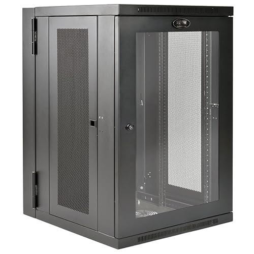 Tripp Lite 18U Wall Mount Rack Enclosure Server Cabinet with Acrylic Glass Door, Hinged Back, 24.5 Deep, UPS-Depth 18U Hinged + Glass Door
