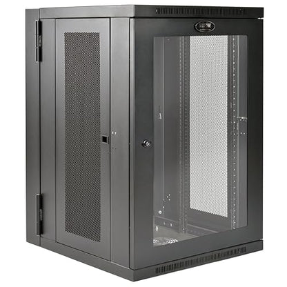 Tripp Lite 18U Wall Mount Rack Enclosure Server Cabinet with Acrylic Glass Door, Hinged Back, 24.5 Deep, UPS-Depth 18U Hinged + Glass Door