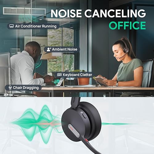 Yealink BH70 Dual Wireless Headset with Mic for Work, Bluetooth Headphone with Teams Certification, up to 35h Talk Time, 147g All-Day Wearing Comfort, Perfect for Open Office Home Hybrid Work, USB-C Black BH70 Teams USB-C