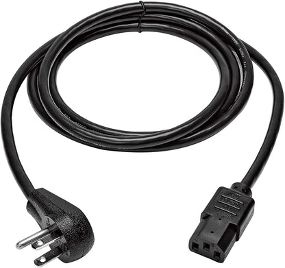 Tripp lite Desktop Computer AC Power Cord, Right-Angle NEMA 5-15P to C13-10A, 125V, 18 AWG, 6 ft, Black