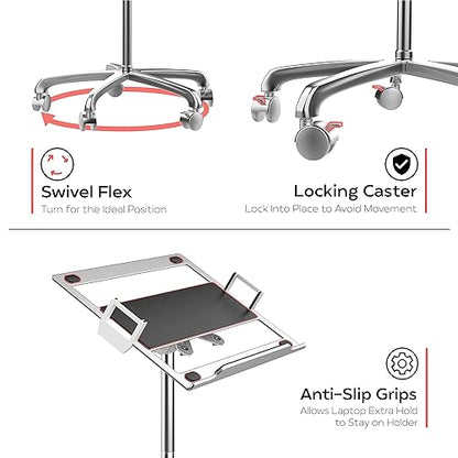 Laptop Floor Stand - CTA Medical Rolling Floor Stand with VESA Laptop Mount and 5 Locking Swivel Casters for 11.2-17.6-Inch Laptop Computers (LT-RFL)