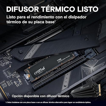 New 2024 Crucial T705 4TB PCIe Gen5 NVMe M.2 SSD - Up to 14,100 MB/s - Game Ready - Internal Solid State Drive (PC) - +1mo Adobe CC - CT4000T705SSD3 4TB T705