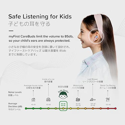 myFirst CareBuds - 2023 New Earbuds for Boys Girls Safe Earbuds Headphones for Kids with Anti-Lost Strip and Smart Touch Control (Space Blue)