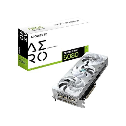 GIGABYTE GeForce RTX 5080 AERO OC SFF 16G Graphics Card, WINDFORCE Cooling System, 16GB 256-bit GDDR7, GV-N5080AERO OC-16GD Video Card