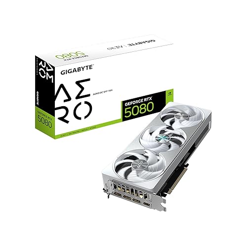 GIGABYTE GeForce RTX 5080 AERO OC SFF 16G Graphics Card, WINDFORCE Cooling System, 16GB 256-bit GDDR7, GV-N5080AERO OC-16GD Video Card