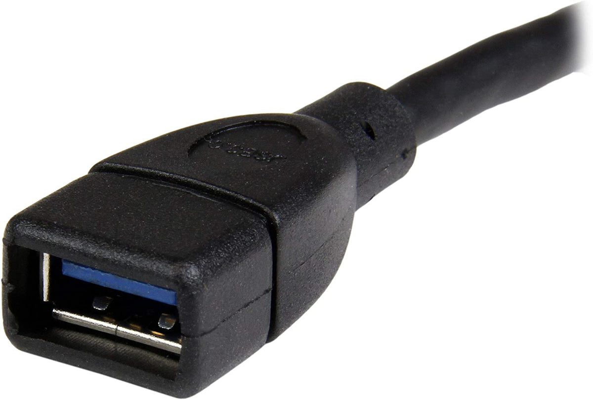 StarTech.com 6in Short USB 3.0 Extension Adapter Cable (USB-A Male to USB-A Female) - USB 3.1 Gen 1 (5Gbps) Port Saver Cable - Black (USB3EXT6INBK) 0.5 ft Black
