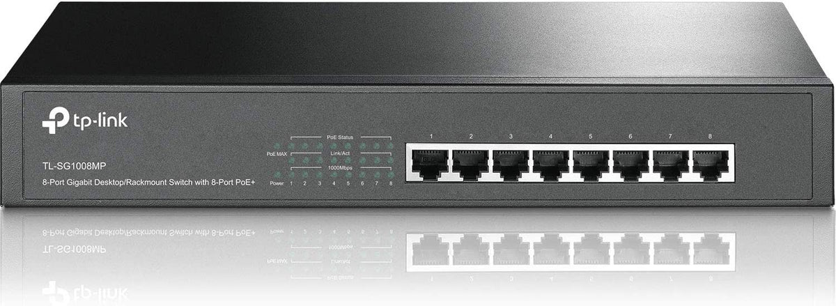 TP-Link TL-SG1008MP V2 | 8 Port Gigabit PoE Switch | 8 PoE+ Ports @153W | Rackmount | Plug &amp; Play | Sturdy Metal | Shielded Ports | Limited Lifetime Protection | Overload Protection w/ Port Priority 8 Port PoE+