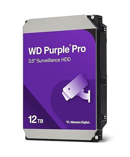 Western Digital 12TB WD Purple Pro Surveillance Internal Hard Drive HDD - SATA 6 Gb/s, 512 MB Cache, 3.5" - WD122PURP