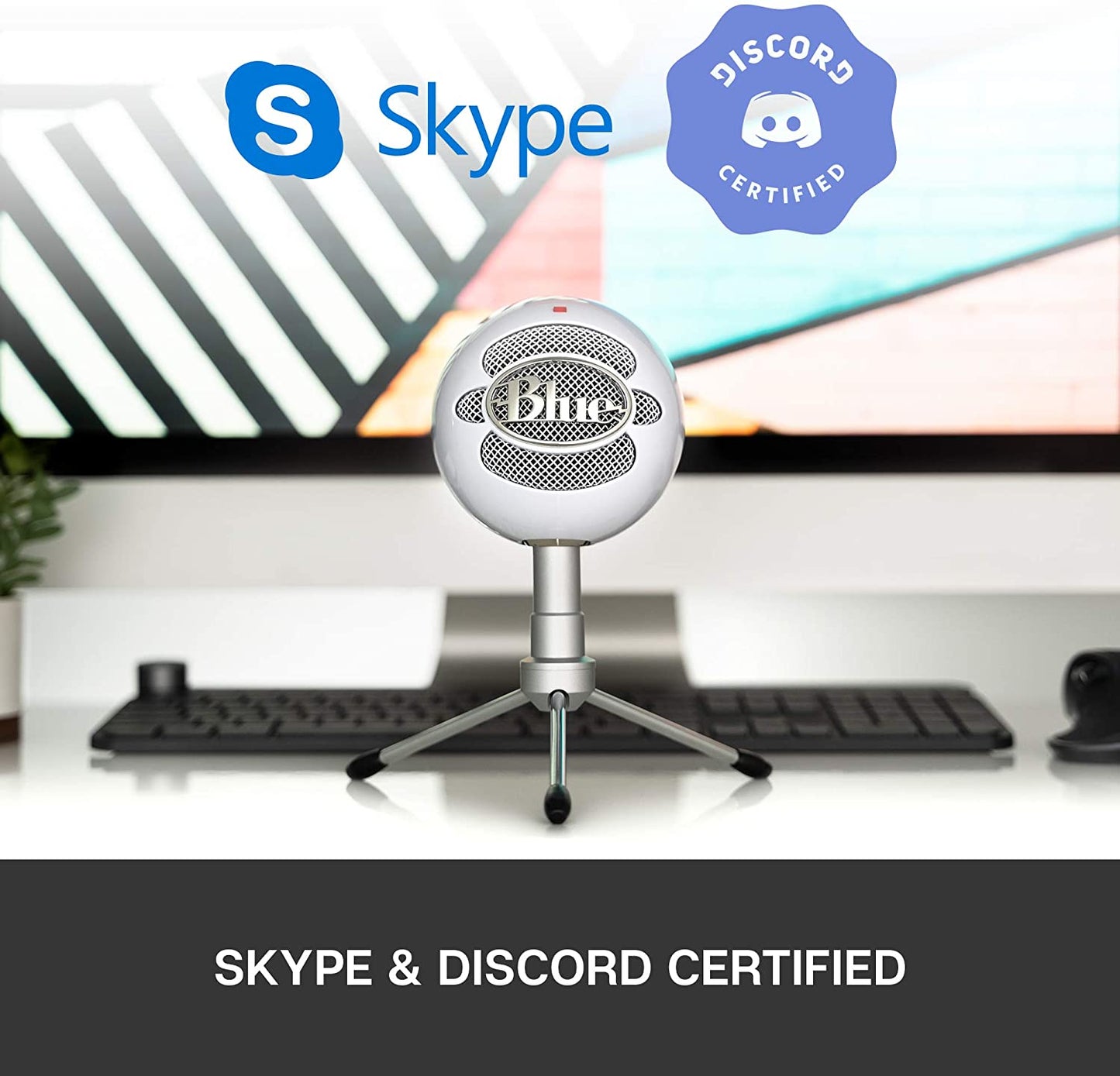 Blue microphones Blue Snowball iCE Plug 'n Play USB Microphone for Recording, Streaming, Podcasting, Gaming on PC and Mac, with Cardioid Condenser Capsule, Adjustable Desktop Stand and USB cable - White