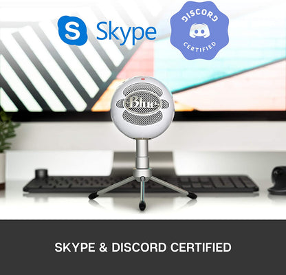 Blue microphones Blue Snowball iCE Plug 'n Play USB Microphone for Recording, Streaming, Podcasting, Gaming on PC and Mac, with Cardioid Condenser Capsule, Adjustable Desktop Stand and USB cable - White