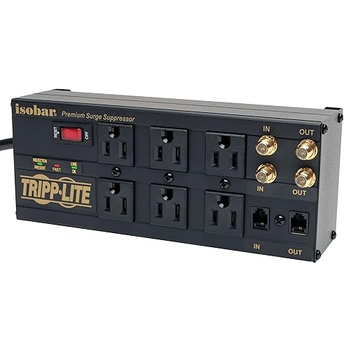 Tripp Lite ISOBAR6DBS 6-Outlet Isobar Premium Protector/Suppressor, 2850 Joules, Tel/Coax 6-Outlet with Tel/Coax/Modem