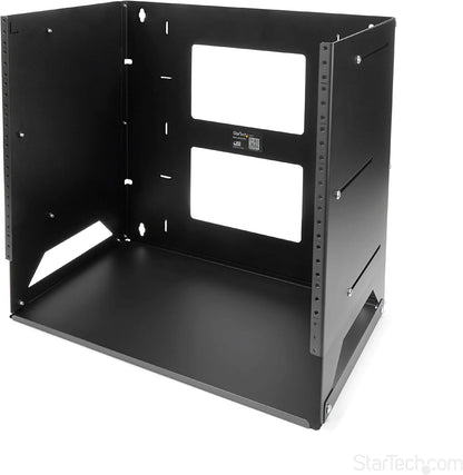 StarTech.com 8U Open Frame Wall Mount Network Rack w/ Built in Shelf - 2-Post Adjustable Depth (12" to 18") Equipment Rack - 75.2lbs (WALLSHELF8U) 17.6"x19.1"x12.1" Adjustable Depth w Shelf