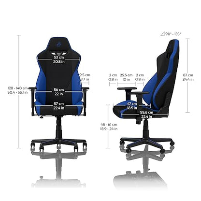 NITRO Concepts S300 Gaming Chair - Office Chair - Ergonomic - Cloth Cover - Up to 135kg Users - 90° to 135° Reclinable - Adjustable Height & Armrests - Galctic Blue